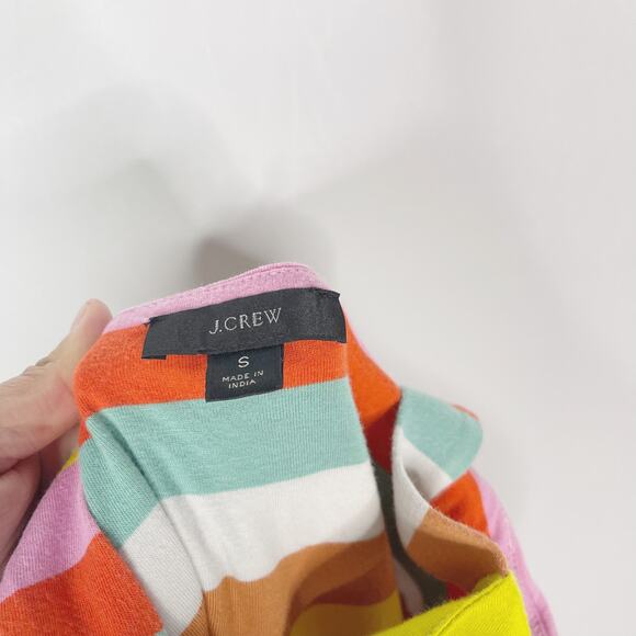 J Crew Small Rainbow Striped Tiered Maxi Dress Square Neck Cotton Fitted Bodice - Picture 9 of 12